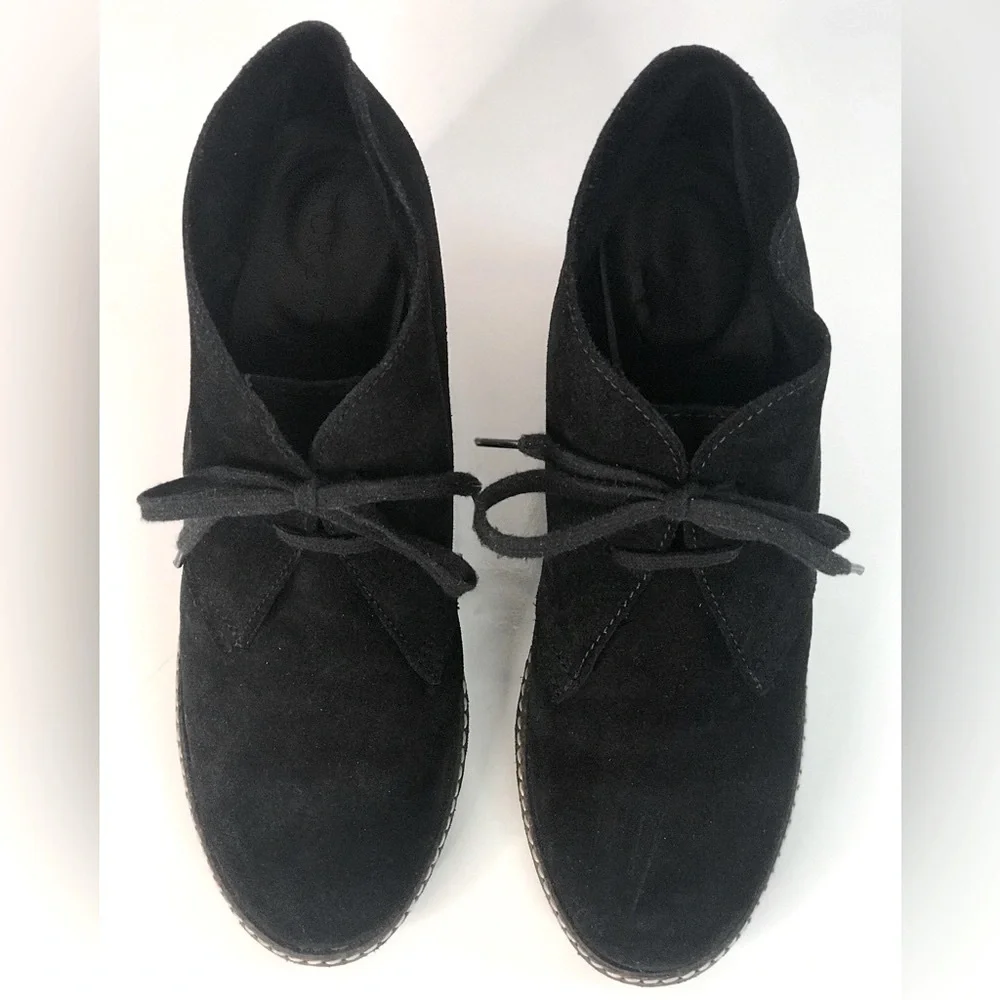 J CREW MacAlister Black Suede Rubber Wedge Ankle Boots Booties Size 8